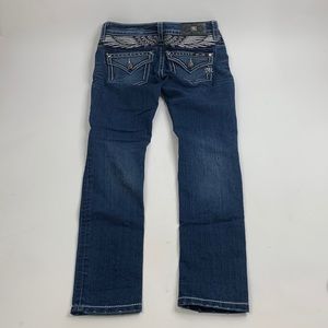 Miss Me Mid Rise Skinny Jeans Size 26 Medium wash Denim Stretch Bling Wings